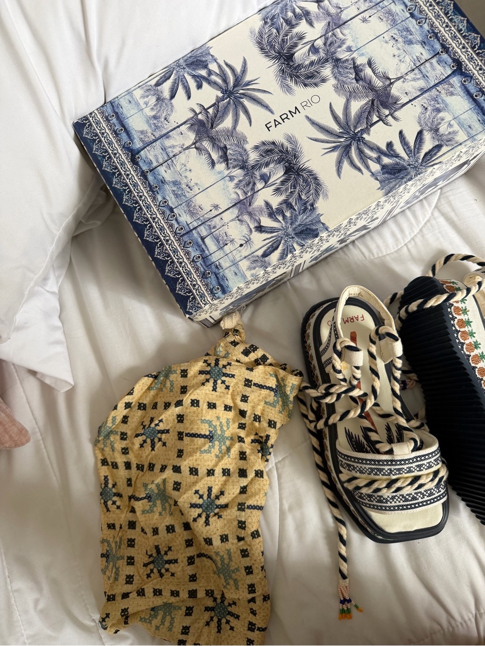 FARM Rio Cream and Navy Woven Rope Platform Sandal with Pineapple Trim - Picture 5 of 9